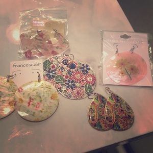 New: set of 5 pairs of colorful big earrings